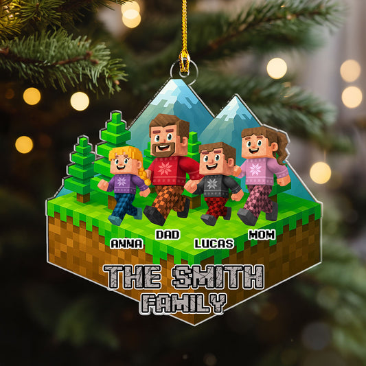 Family Blocky Voxel - Personalized Custom Acrylic Ornament