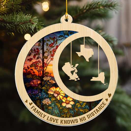 Family Love Knows No Distance Ver 2 - Personalized Custom Acrylic Ornament