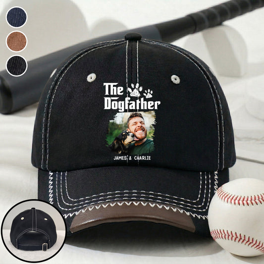 Cool Dog Father Photo - Personalized Custom Vintage Soft Baseball Cap