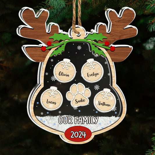 Lovely Reindeer Family - Personalized Custom Acrylic Shaker Ornament