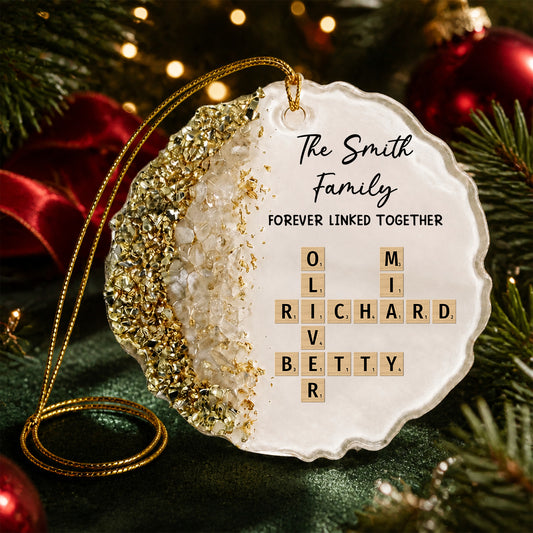 Family Hearts Forever Linked Together - Personalized Resin Ornament