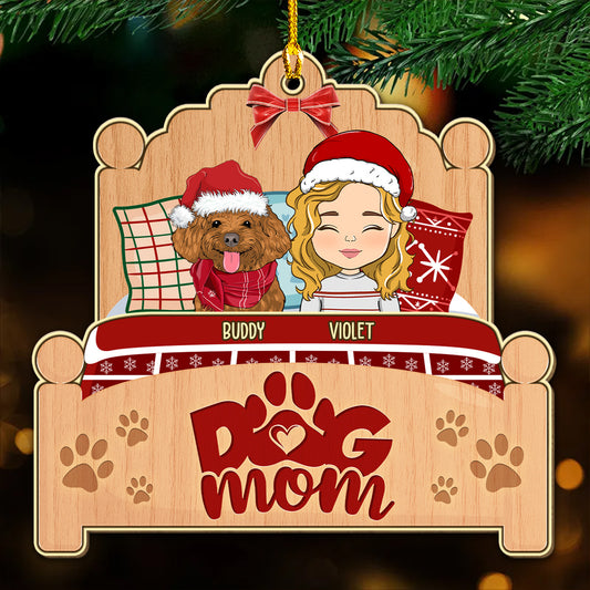 Sleepy Dog Mom - Personalized Custom Wood Ornament