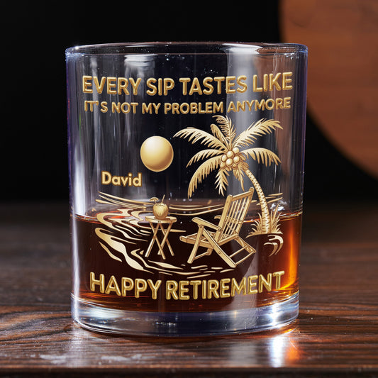 Goodbye Stress Hello Freedom - Personalized Custom Whiskey Glass