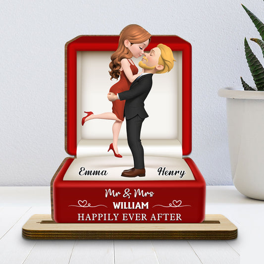 The Year We Married - Personalized Custom 2-Layer Wood Plaque With Flat Base