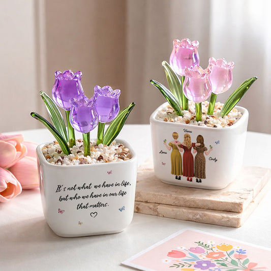 Who Matters Most - Personalized Custom Glass Everlasting Tulips
