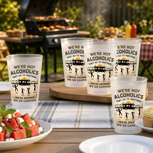 We Drink We Camp We Repeat - Personalized Frosted Cup