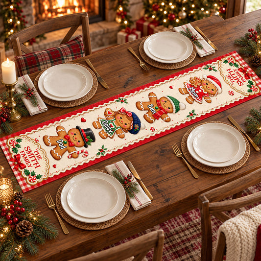 Sweet Gingerbread Family - Personalized Table Runner