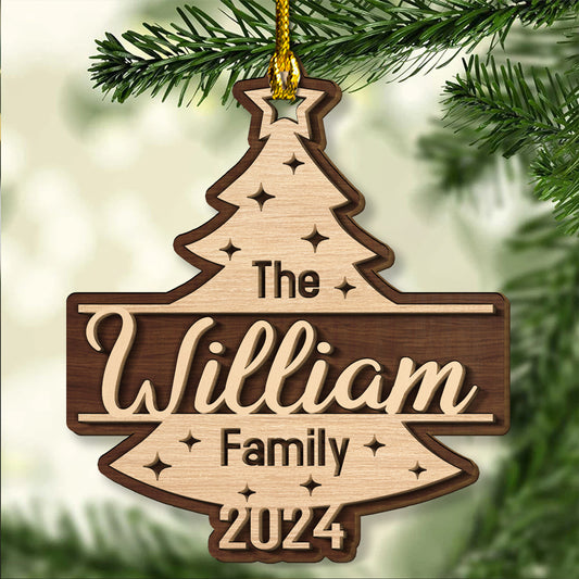 Custom Family Name Christmas - Personalized Custom 2-layered Wood Ornament