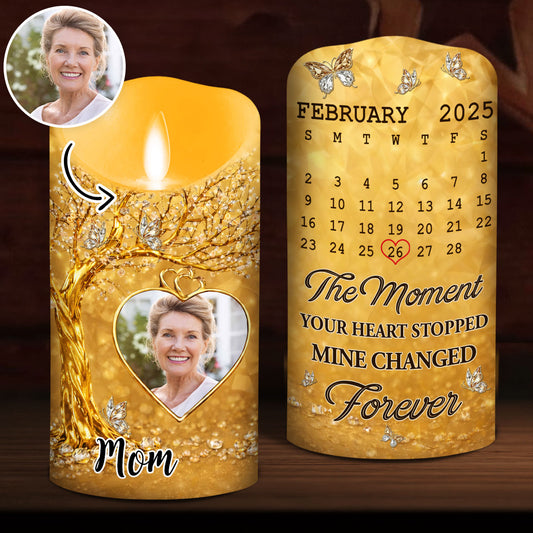 The Moment My Heart Changed Forever - Personalized Custom LED Candle
