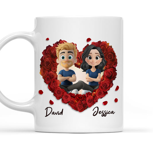 Romantic Red Rose Couple - Personalized Coffee Mug