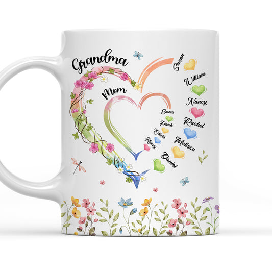 Mom Grandma Hearts - Personalized Custom Coffee Mug