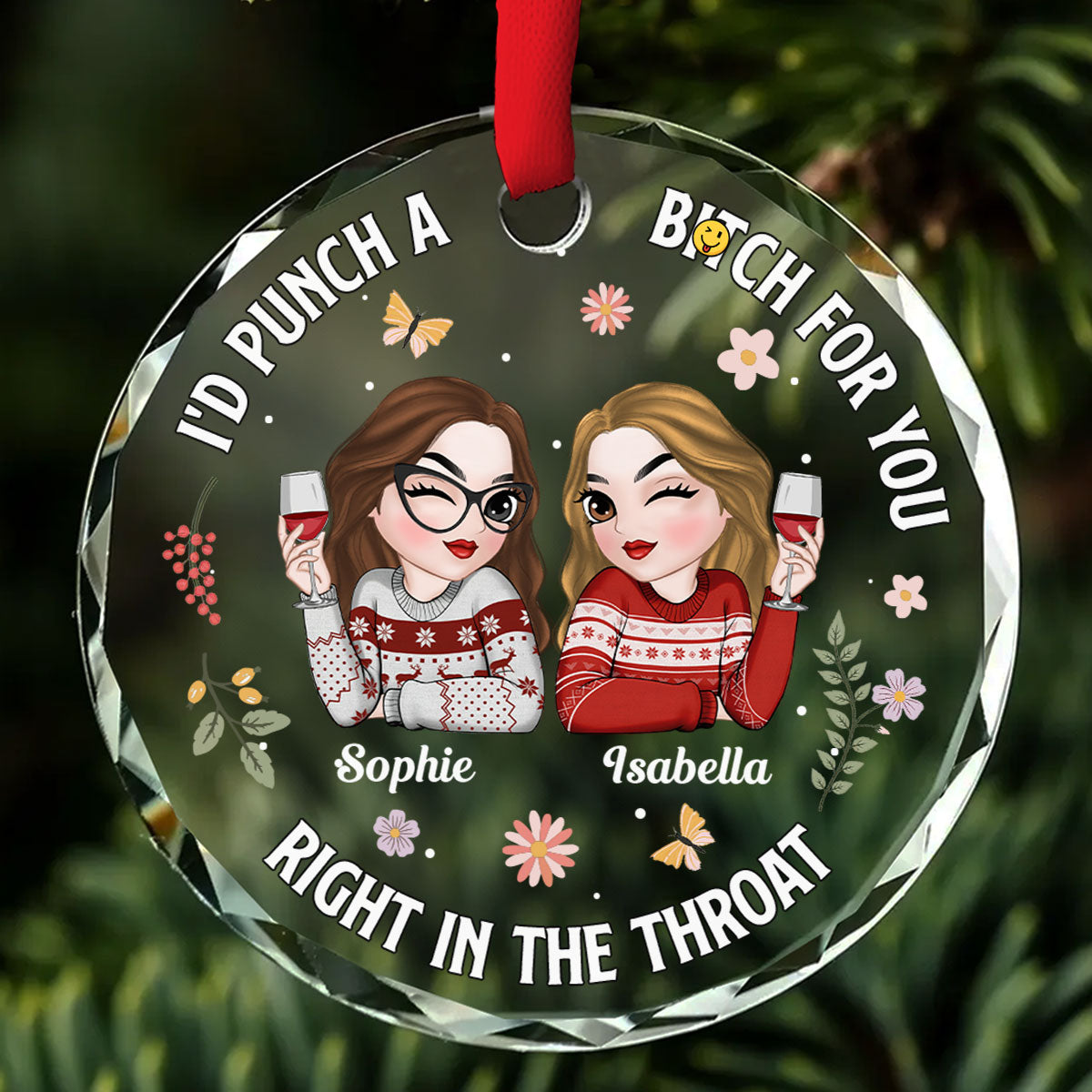 Punch A Bitch For You - Personalized Custom Glass Ornament – Wrappiness ...