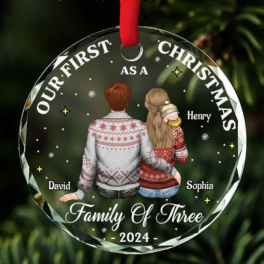 Our 1st Christmas As A Family - Personalized Custom Glass Ornament