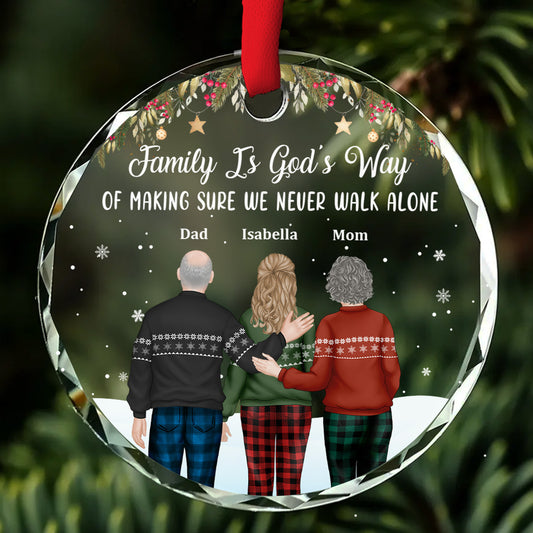 Family Never Walk Alone  - Personalized Custom Glass Ornament