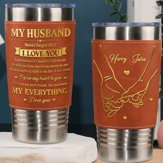 My Husband - Personalized Custom Leather Tumbler