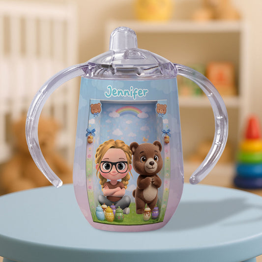 Baby And Bear - Personalized Custom Sippy Cup With Handles