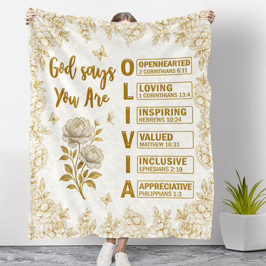 God Says You Are Bible - Personalized Custom Fleece Blanket