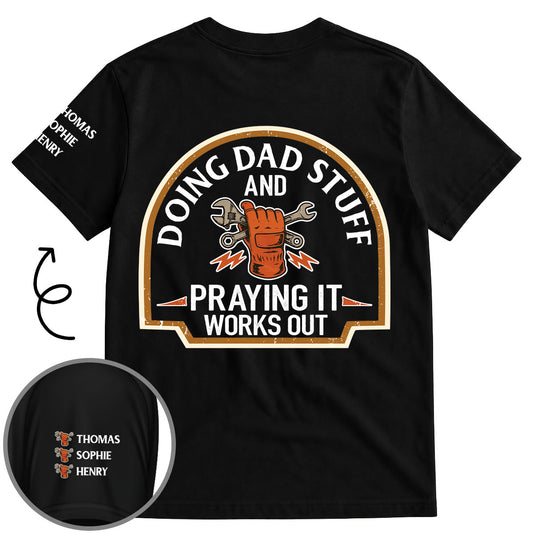 Daddy Stuff - Personalized Custom Shirt With Design On Sleeve