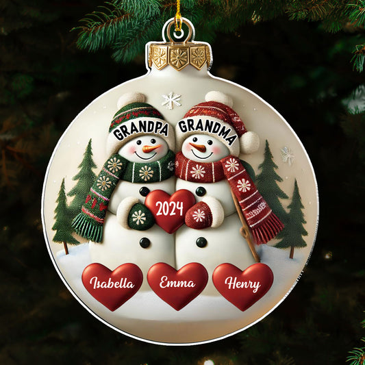 Grandma And Grandpa Merry Christmas - Personalized Custom Acrylic Ornament