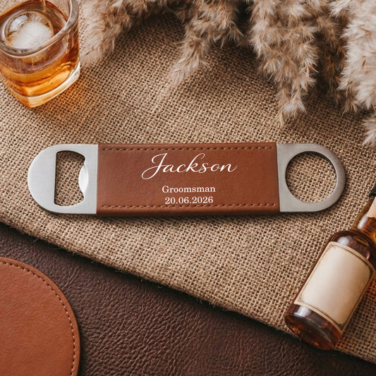 Best Man - Personalized Custom Leather Bottle Opener