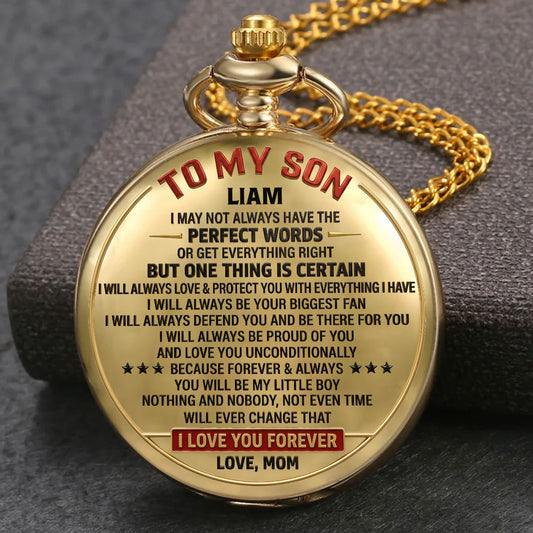 Mom To Son I Will Always - Personalized Custom Print Pocket Watch