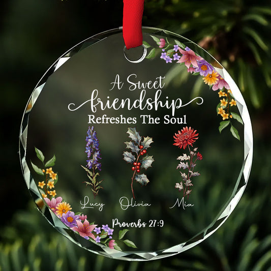 Friendship Refreshes The Soul - Personalized Custom Glass Ornament