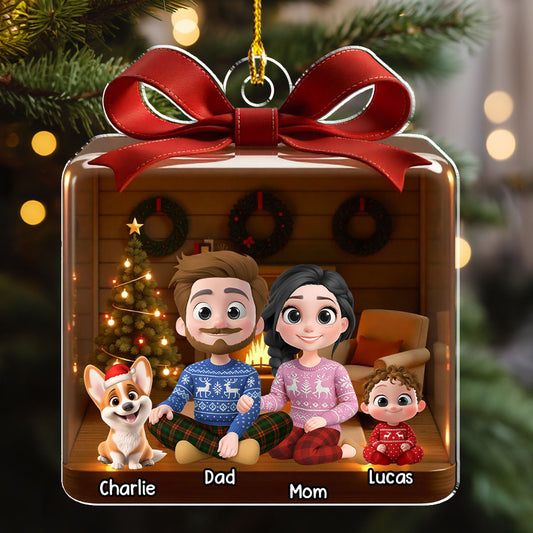 Family Is A Gift Paw Ver - Personalized Custom 3D Effect Acrylic Ornament