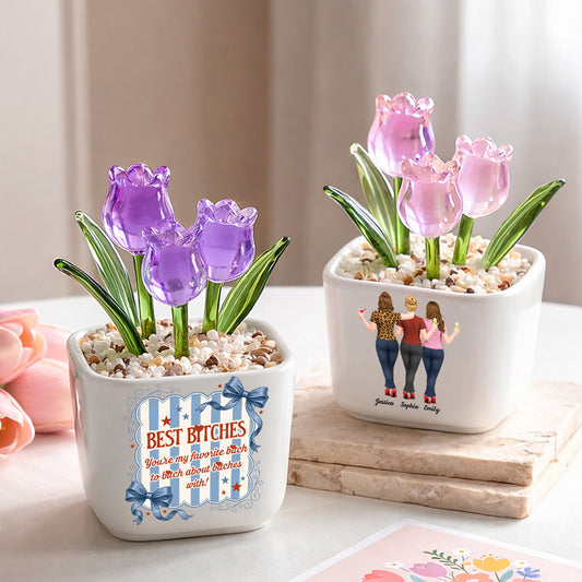 Drama Queens - Personalized Custom Glass Everlasting Tulips