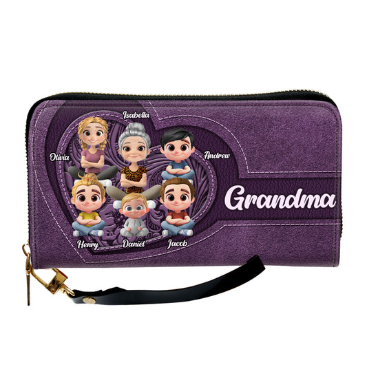 Grandma Butterfly - Personalized Leather Wallet
