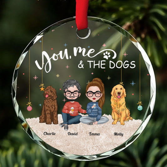 You Me And The Pet - Personalized Custom Glass Ornament