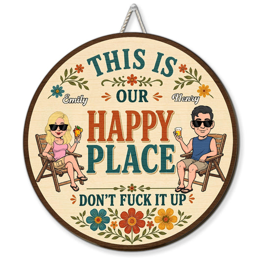 This Is Our Happy Place - Personalized Custom Wood Sign
