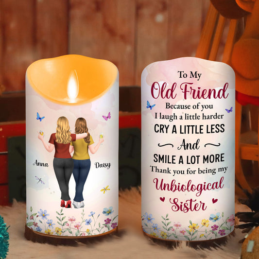 Old Friend Unbiological Sister - Personalized Custom LED Candle