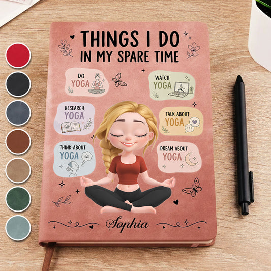 Things I Do Yoga - Personalized Custom Leather Journal