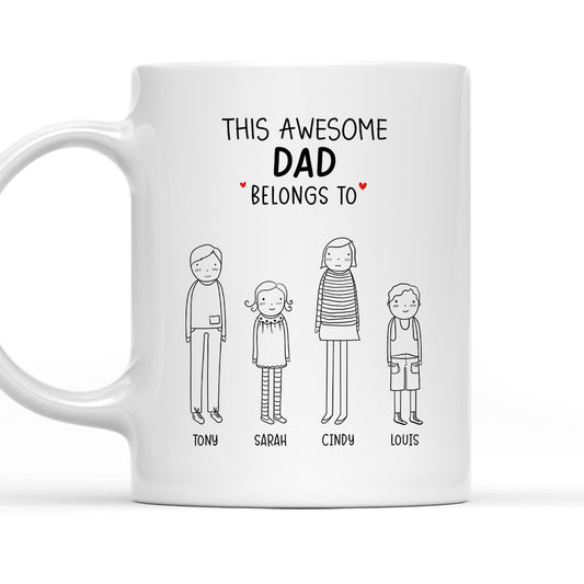 This Awesome Dad Belongs To - Personalized Custom Coffee Mug