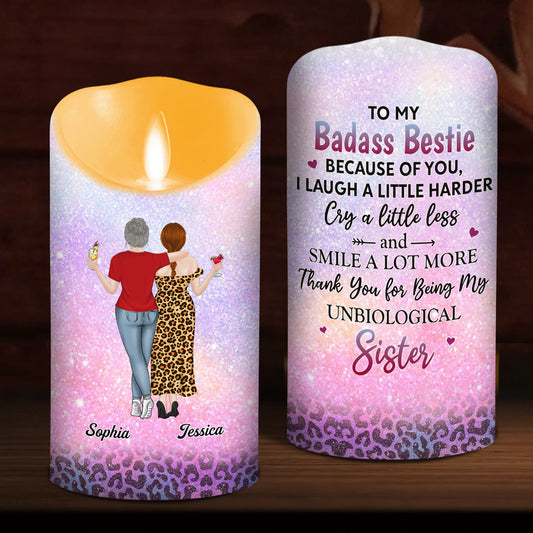 To My Badass Unbiological Sister - Personalized Custom LED Candle