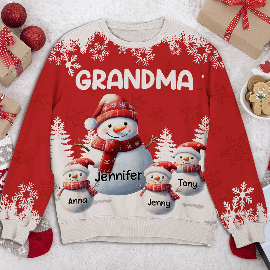 Custom Grandma Christmas Sweatshirt, Gift for Mothers • My Fav People Call Me - Personalized All-Over-Print Sweatshirt