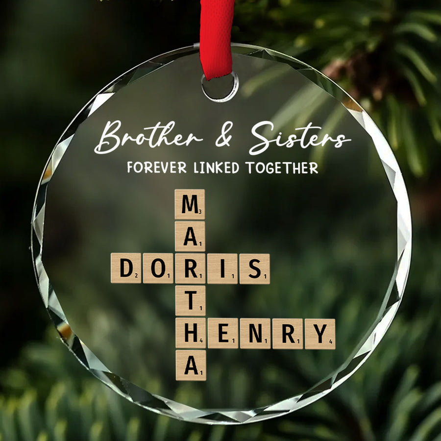 Custom Brothers & Sisters Christmas Ornament •  Family Roots Keep Us Together - Personalized Glass Ornament