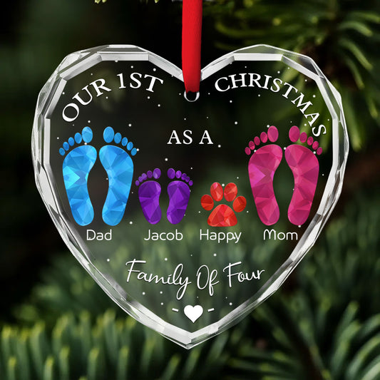 First Christmas As A Family - Personalized Custom Glass Ornament