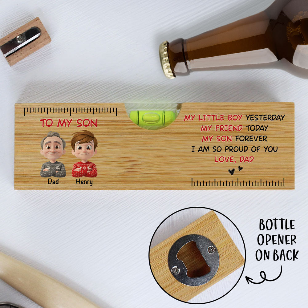 Being My Son Forever - Personalized Custom Wooden Spirit Level Bottle ...