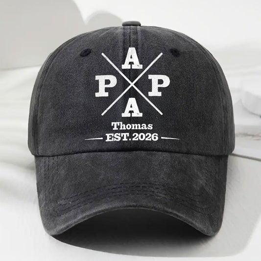 My Papa - Personalized Custom Vintage Washed Denim Cap