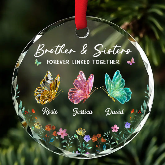 Brothers Sisters Love - Personalized Custom Glass Ornament