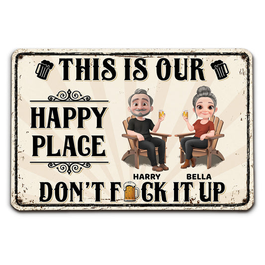 Couple Happy Place - Personalized Custom Metal Sign
