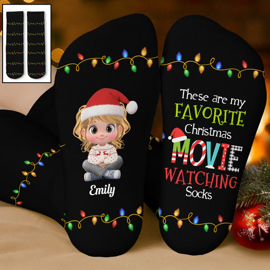 Watching Movies - Personalized Custom Crew Socks