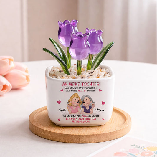 Meine Tochter Werden Sehen - Personalisierte Vase Mit Ewigen Tulpen