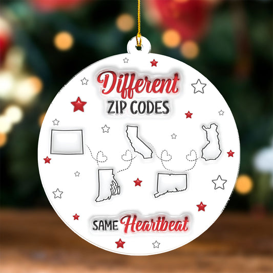Long Distance But Same Heartbeat - Personalized Custom 3D Inflated Effect Acrylic Ornament