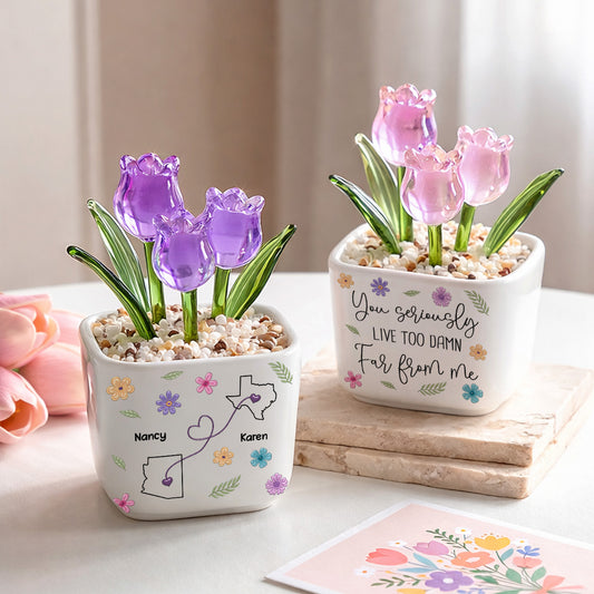 Friendship Never Ends - Personalized Custom Glass Everlasting Tulips
