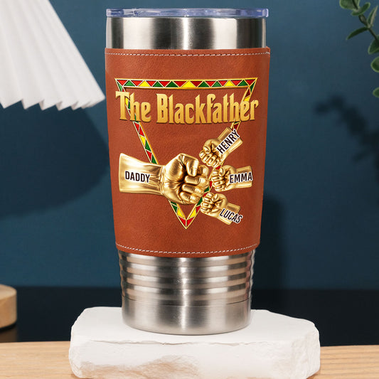 The Blackfather Gold - Personalized Custom Leather Tumbler