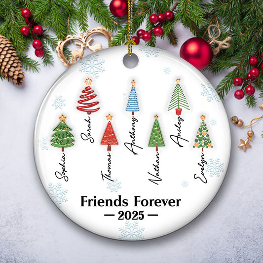 Friends Forever Tree Names - Personalized Custom 3D Inflated Effect Ceramic Ornament