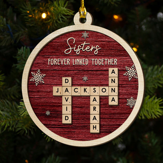 Sisters Name Scrabble - Personalized Custom 2-layered Wood Ornament
