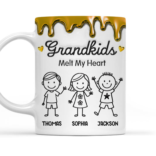 Grandkids Melt My Heart - Personalized Custom 3D Inflated Effect Coffee Mug